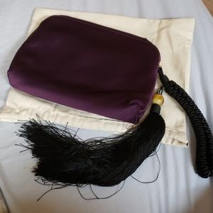 NWOT the row purple satin tassel clutch